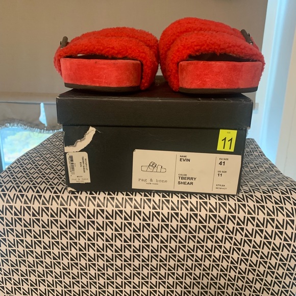 Rag and Bone Evin Red Suede Sandals - Picture 10 of 15